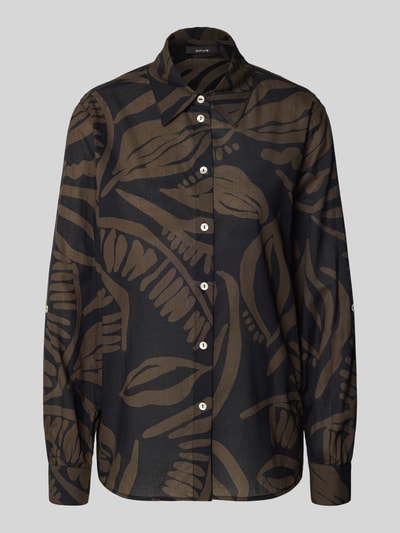 OPUS Regular Fit Hemdbluse mit durchgehender Knopfleiste Modell 'Fumine' Dunkelblau 2