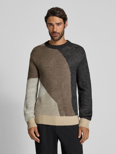 Casual Friday Gebreide pullover met wol en ronde hals Beige - 4
