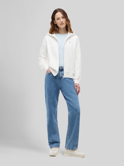Tommy Jeans Bluza rozpinana o kroju regular fit z mieszanki bawełny Złamany biały 1