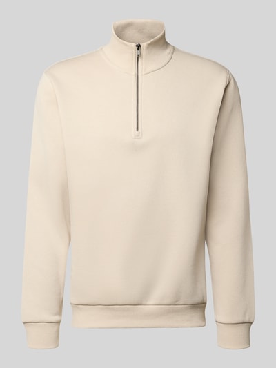 Produktfoto, Regular Fit Sweatshirt mit Troyer-Kragen Modell 'Bradley' von Jack & Jones in Beige, glatte Struktur, elastische Abschlüsse, Baumwoll-Materialmix