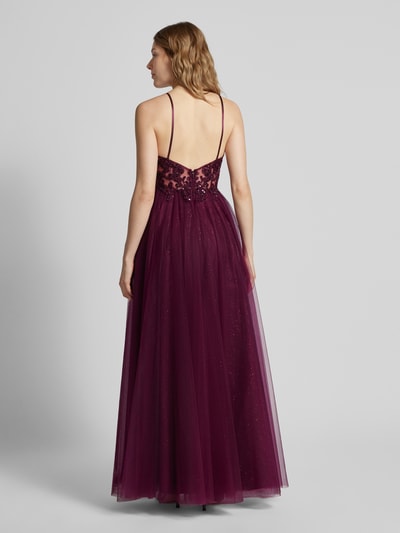 Luxuar Abendkleid mit Paillettenbesatz Pflaume 5