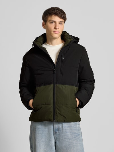 Jack & Jones Gewatteerd jack met ritszakken, model 'OWEN' Olijfgroen - 4