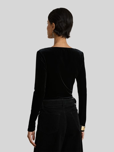 Lauren Ralph Lauren Slim fit pullover met gedrapeerde watervalhals Zwart - 5