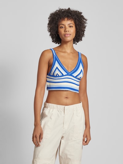 Only Crop Top mit abgerundetem V-Ausschnitt Modell 'RUBY LIFE' Bleu 4