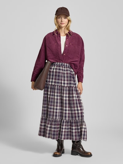 ONLY Relaxed fit corduroy blouse met borstzakken, model 'JANINE-RAI' Bordeaux - 1