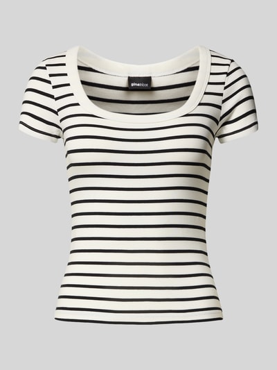 Gina Tricot T-Shirt mit geripptem Rundhalsausschnitt Ecru 2