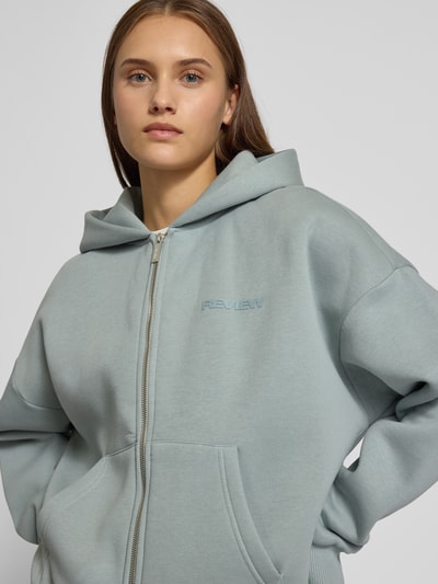 Review Bluza rozpinana o kroju regular fit z kieszenią kangurką model ‘Basic’ Błękitny 3