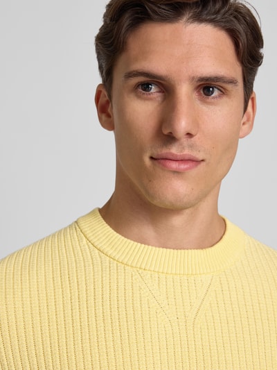BOSS Orange Regular Fit Strickpullover aus Baumwoll-Mix Modell 'APOKKO' GELB 3