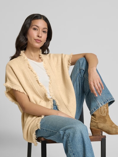 Kujten Cardigan mit Ausfransugen Modell 'NESSA' Beige 3