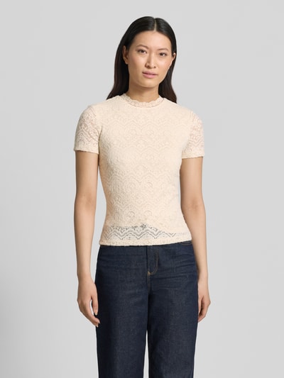 Jake*s Collection T-Shirt aus Spitze mit Rundhalsausschnitt Ecru 4