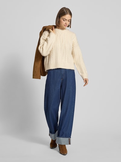 Levi's® Strickpullover mit Zopfmuster Modell 'INES' Ecru 1