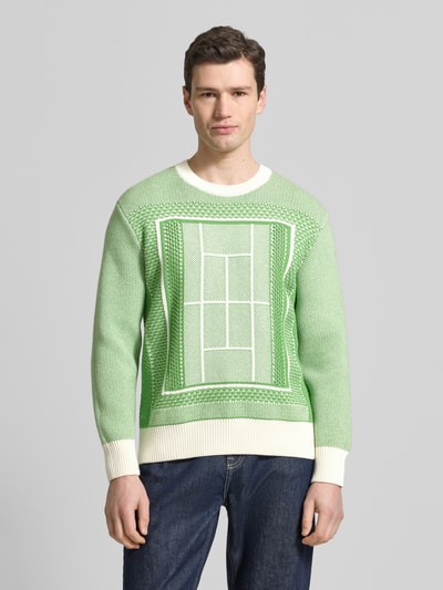 Lacoste Regular Fit Strickpullover aus Baumwoll-Mix Modell 'TENNIS COURT' Gruen 4