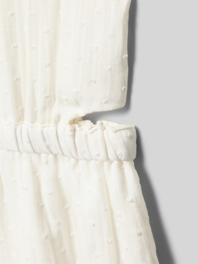 Produktfoto, Tailliertes Freizeitkleid aus reiner Baumwolle Modell 'LUCY' von Only, Optik: unifarben, Muster: gepunktet, Materialverarbeitung: Popeline, Cut-Out-Details, Struktur durch feine Webpunkte, Farbe: Weiß, Mini-Länge, blickdichter Unterrock