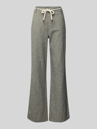 Christian Berg Woman Stoffhose aus Leinen-Mix mit Bindegürtel Khaki Melange 2