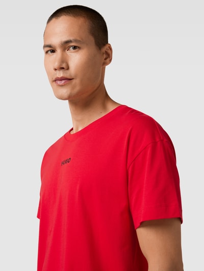 HUGO Oversized T-shirt met labelprint, model 'Linked' Rood - 3