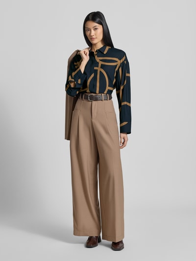 OPUS Loose fit blouse met lange mouwen van viscosemix model 'Fordoa' Donkerblauw - 1