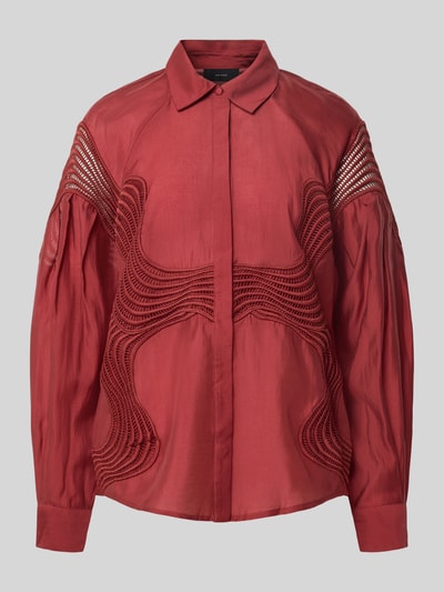 Copenhagen Muse Bluse mit Häkelspitze und Hemdblusenkragen Modell 'MOLLY' Dunkelrot 2