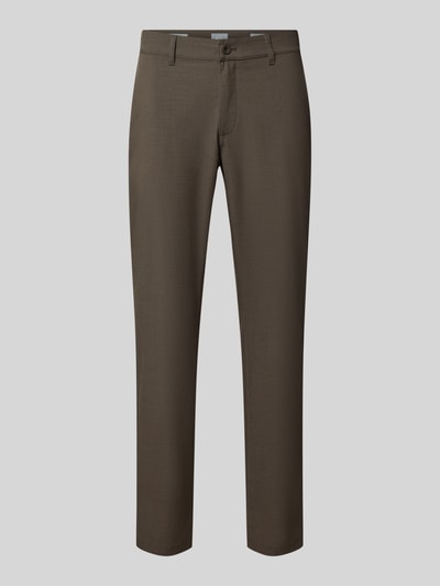 Produktfoto, gerade geschnittene braune Hose mit Viskose-Anteil Modell 'Phil P' von Brax, glatte Oberfläche, Herrenmode