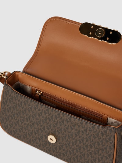 MICHAEL Michael Kors Handtas met all-over labelprint, model 'PARKER' Middenbruin - 5