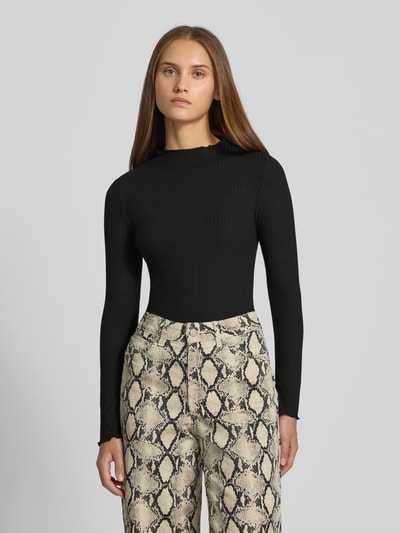 Only Slim Fit Langarmshirt mit Viskose-Anteil Modell 'LEMMA' Black 4