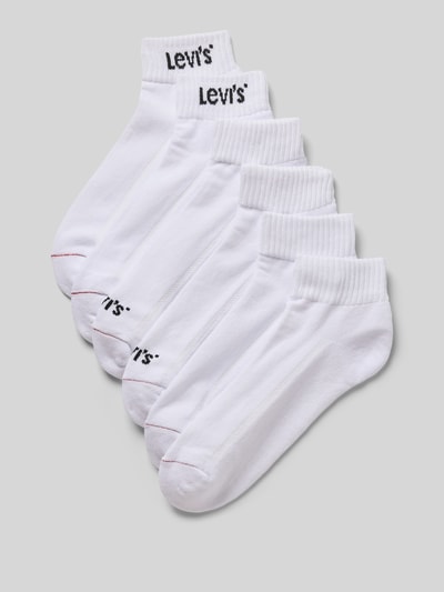 Produktfoto, weiße Socken aus Baumwoll-Mix im 6er-Pack von Levi's®, glatte Struktur, dezente Rippung, Herren Socken von Levi's®.