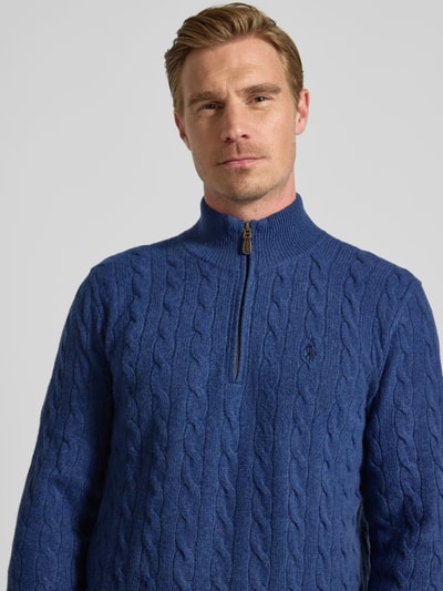 Polo Ralph Lauren Gebreide pullover van een mix van katoen en kasjmier met opstaande kraag Donkerblauw - 3