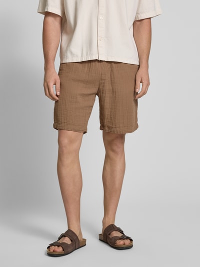 REVIEW Regular Fit Shorts aus Musselin Mud 4