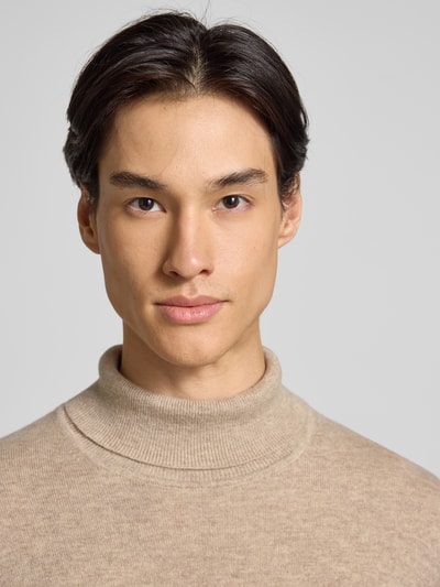 Christian Berg Men Rollkragenpullover aus Wolle-Kaschmir-Mix Beige Melange 3
