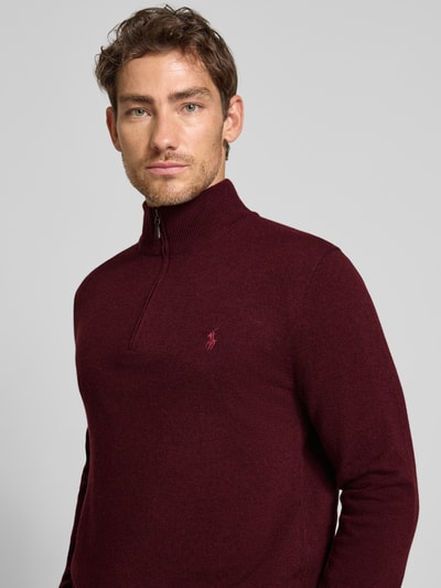 Polo Ralph Lauren Sweter z dzianiny z prążkowanymi wykończeniami Bordowy 3