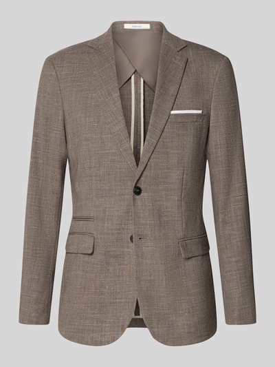 Produktfoto, Slim Fit Anzugsakko mit Woll-Anteil Modell 'SLIM-OASIS' von SELECTED HOMME in melierter Twill-Optik, Reverskragen, 2-Knopf-Verschluss
