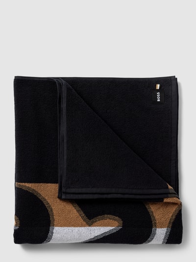 BOSS Strandlaken met labelprint, model 'Beach Towel Bold' Zwart - 2