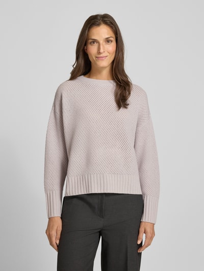 Windsor Regular fit wollen pullover met kasjmier en structuurmotief Steengrijs - 4