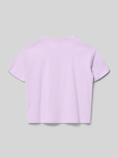 Produktfoto, Regular Fit T-Shirt aus reiner Baumwolle von s.Oliver RED LABEL, unifarben in Helllila, kurzarm, Rundhals, glatte Jersey-Struktur.