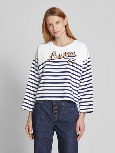 Lauren Ralph Lauren Sweatshirt mit Label-Stitching Modell 'JAMARIE' Weiss 4