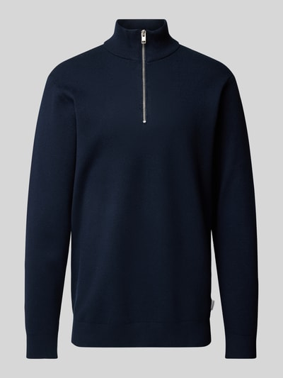 Lindbergh Gebreide pullover met geribde opstaande kraag Donkerblauw - 2