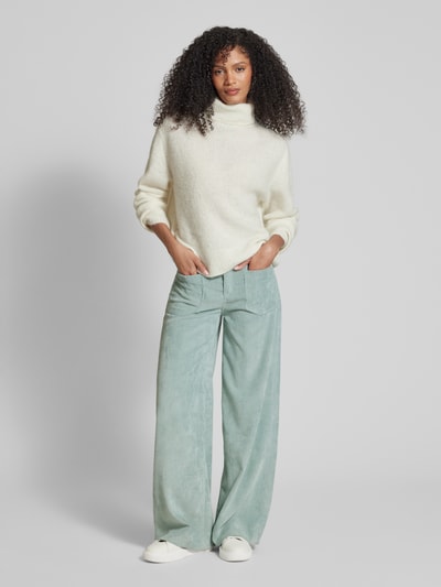 Raffaello Rossi Wide leg corduroy broek met labelapplicatie, model 'MIRU' Mintgroen - 1