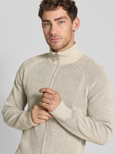 JAKE*S STUDIO MEN Cardigan met opstaande kraag en ritssluiting Ecru - 3
