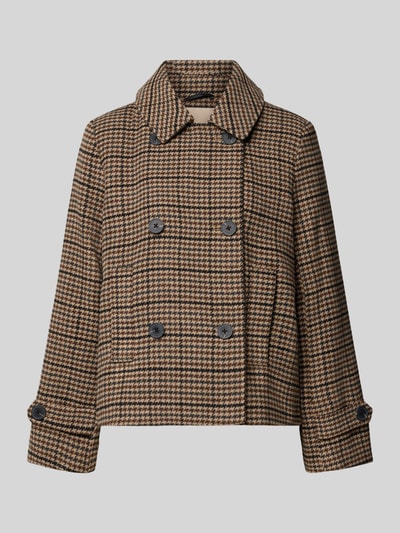 Produktfoto, Jacke mit Ärmelriegeln Modell 'Salia' von FREE/QUENT, krój regular fit, wzór na całej powierzchni, wykładany kołnierz, zapięcie na guzik, dwurzędowy, patki przy mankietach, długość tyłu w rozmiarze S: 60 cm, szerokość ramion w rozmiarze S: 40 cm, szerokość w rozmiarze S: 52 cm, długość rękawów w rozmiarze S: 62 cm