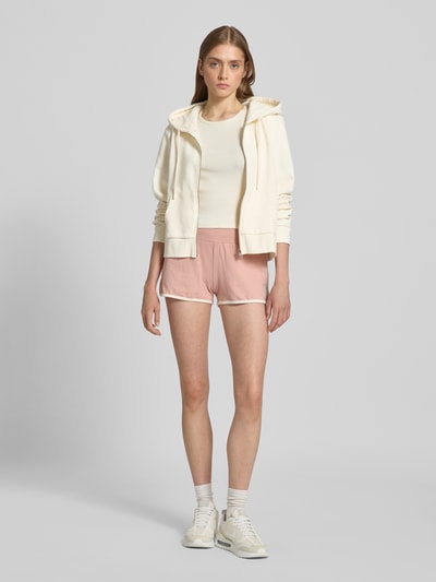 REVIEW Sweatjacke mit Label-Stitching Offwhite 1