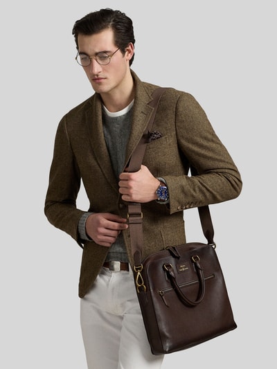Polo Ralph Lauren Laptoptasche aus Rindsleder mit Laptopfach Dunkelbraun 1