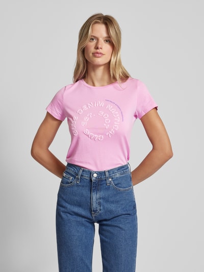 Tom Tailor Denim Regular Fit T-Shirt mit Schriftzug-Print Pink 4