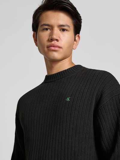 Calvin Klein Jeans Oversized Strickpullover mit gerippten Abschlüssen Black 3