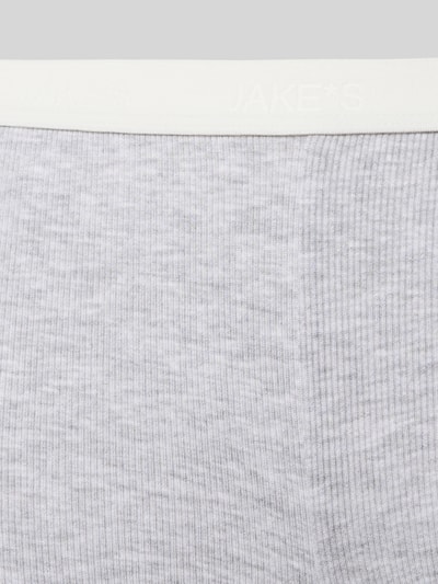 Produktfoto, Pants mit elastischem Logo-Bund von Jake*s Casual in hellgrau, fein gerippte Struktur, weiches Micromodal-Mix-Material, nachhaltig