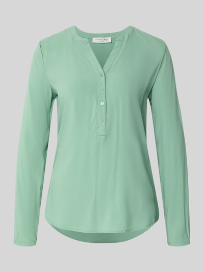 Produktfoto, Regular Fit Bluse aus reiner Viskose mit Tunika-Ausschnitt von Christian Berg Woman in mintgrün, Knopfleiste, langärmelig