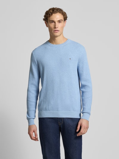 Christian Berg Men Strickpullover mit Label-Detail Hellblau Melange 4