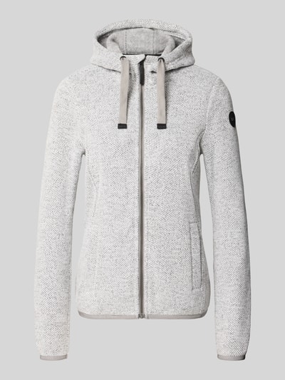 Produktfoto, Regular Fit Sweatjacke mit Logo-Detail von G.I.G.A. DX, jasnoszara, kaptur z troczkiem, zamek, kieszenie, tekstura melanżowa