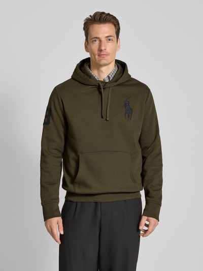 Polo Ralph Lauren Hoodie met logostitching en kangoeroezak Olijfgroen - 4