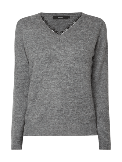 Vero Moda Pullover mit Spitzenbesatz Mittelgrau Melange 2