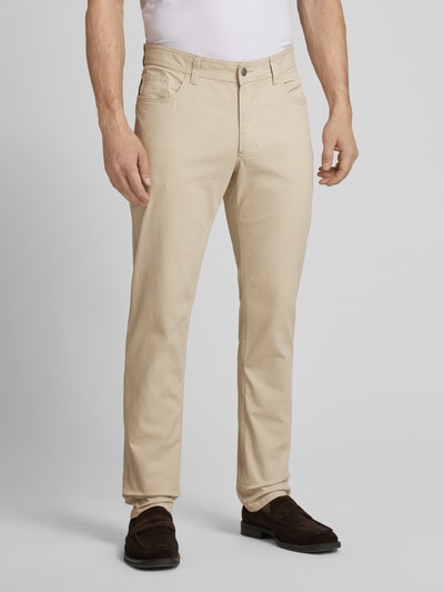 Christian Berg Men Straight Leg Chino mit Strukturmuster Kitt Melange 4