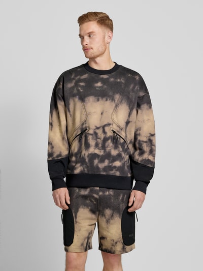 HUGO Sweatshirt mit Label-Print Modell 'Dautumnas' Mittelbraun 4